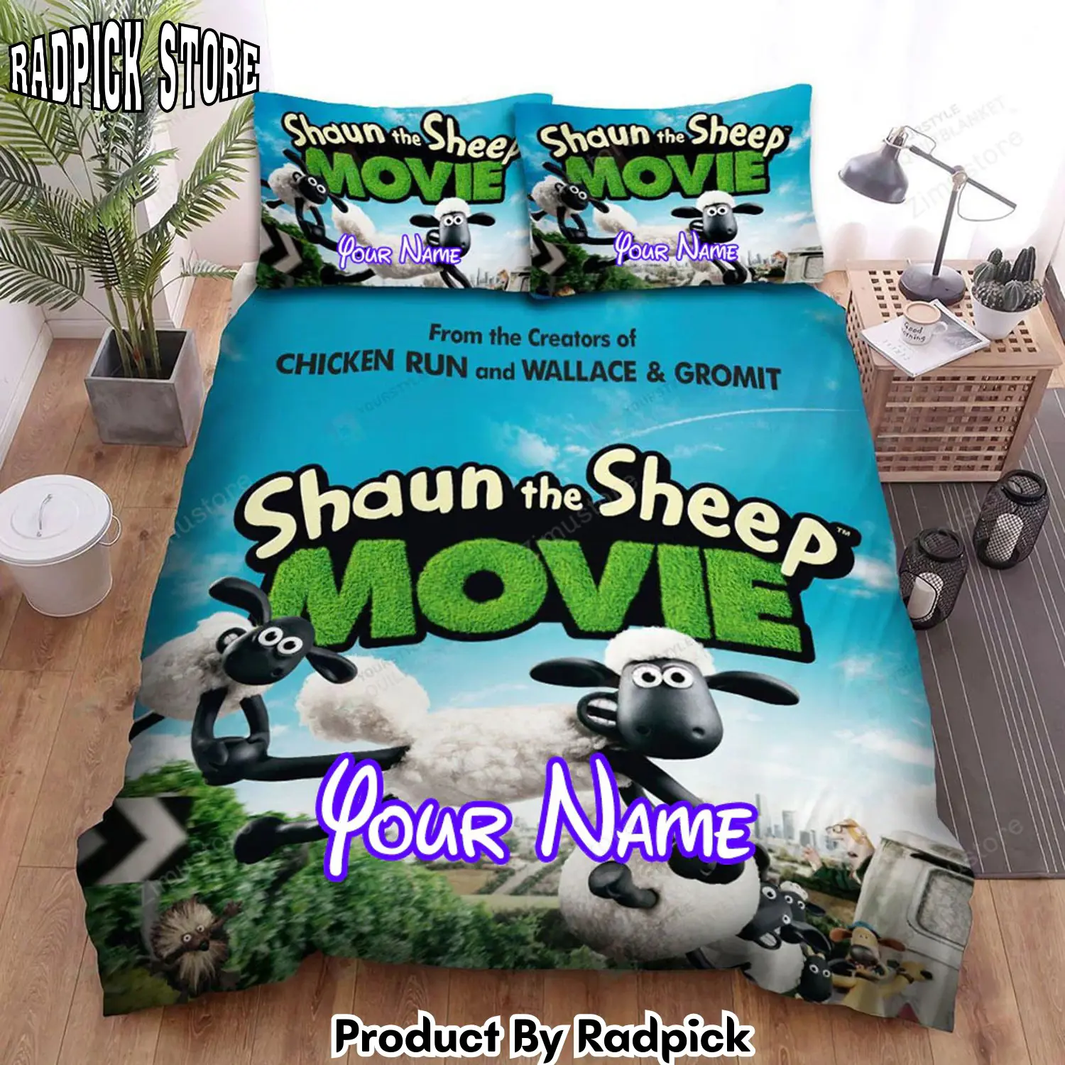 Radpick shaun the sheep movie adventure bed sheets spread comforter duvet cover personalized name bedding sets rp3272355